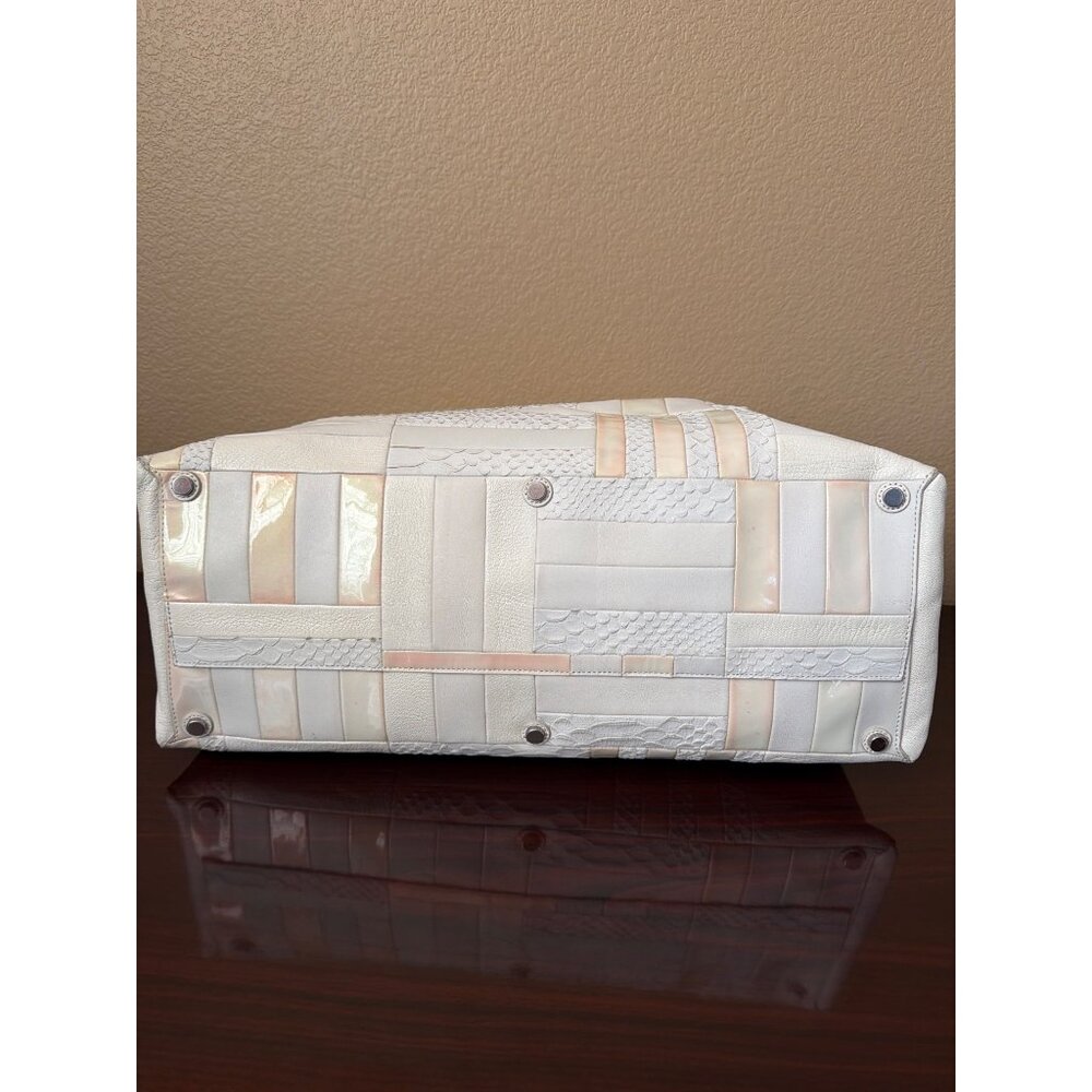 Coach Patchwork Leather Business Carryall + Matching Wallet 30476 White Snakeski - Picture 6 of 16